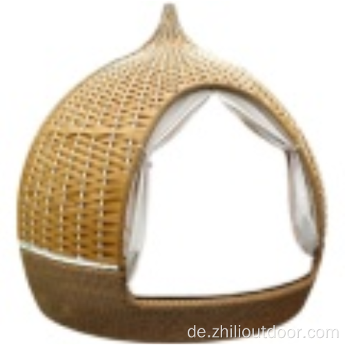 Lounge Bett rund Wicker Day Bett Outdoor Möbel